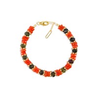 Bracelet en rondelle de corail et tourmaline BRCORF0084V