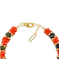 Bracelet en rondelle de corail et tourmaline BRCORF0084V