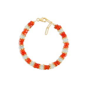 Bracelet en rondelle de corail et aigue-marine BRCORF0087V