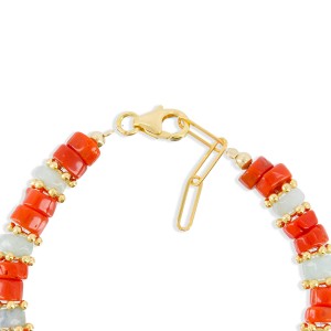 Bracelet en rondelle de corail et aigue-marine BRCORF0087V