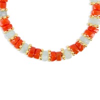 Bracelet en rondelle de corail et aigue-marine BRCORF0087V