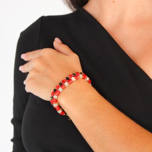 Bracelet en rondelle de corail et aigue-marine BRCORF0087V