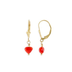 Boucles d'oreilles coeur en corail BOCORENF009V