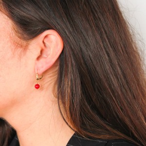 Boucles d'oreilles et perle en corail BOCORENF0010V