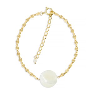 bracelet en chaine et pastille de nacre blanche BRNACF0054V