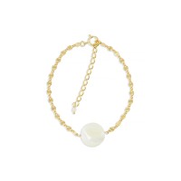 bracelet en chaine et pastille de nacre blanche BRNACF0054V