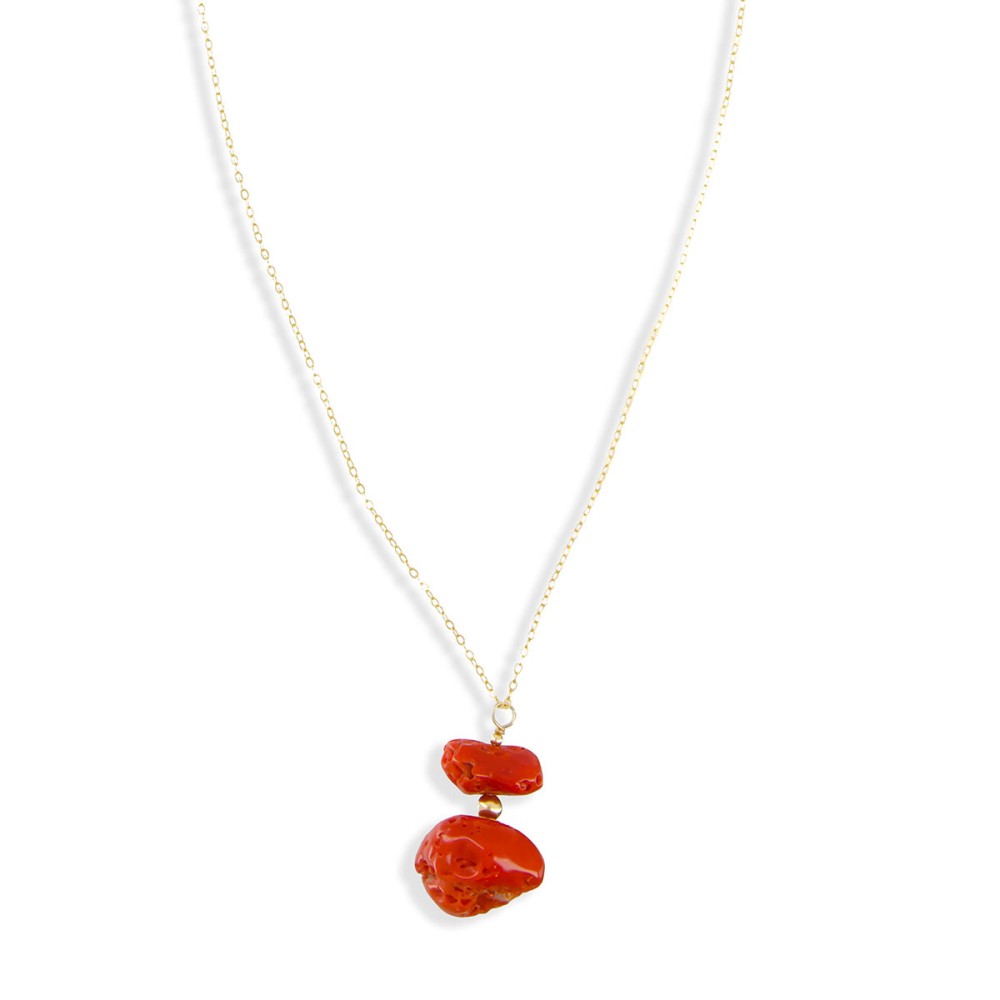 Collier long e ses morceaux de corail véritable brut COCORF0086V