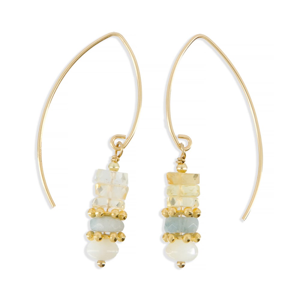 Boucles d'oreilles en pierres fines e nacre blanche BONACF0039V