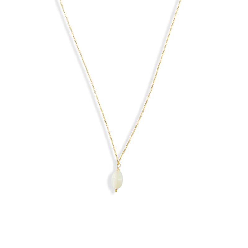 Collier long et son grain de riz en nacre blanche CONACF0059V