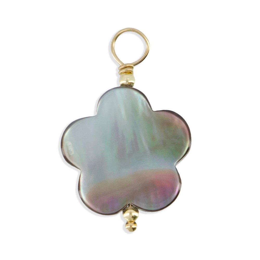 Pendentif fleur en nacre noire PDNACENF0012V