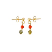 Boucles d'oreilles en corail et pierre BOCORENF003V