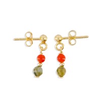 Boucles d'oreilles en corail et pierre BOCORENF003V