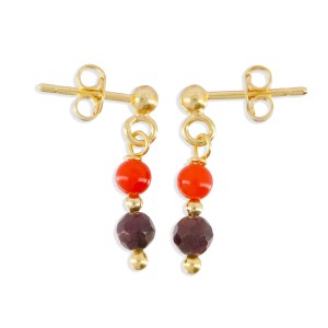 Boucles pendantes en corail et pierre BOCORENF004V