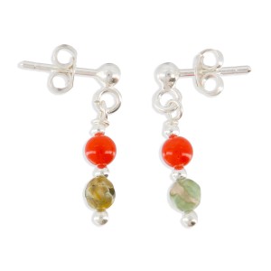 Boucles d'oreilles corail et pierre BOCORENF007A