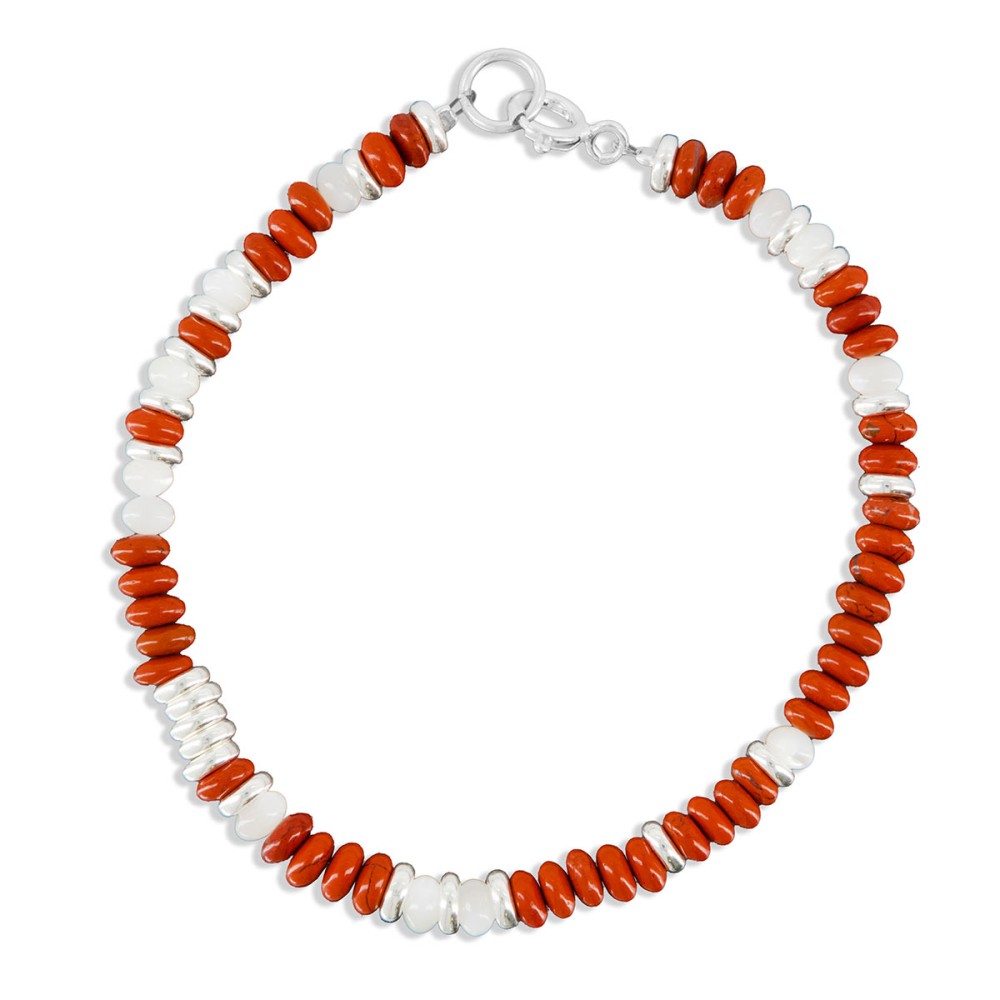 Bracelet en rondelle de pierre et nacre blanche BRNACH0020A