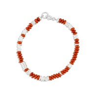 Bracelet en rondelle de pierre et nacre blanche BRNACH0020A