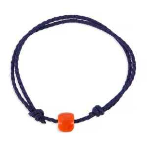 Bracelet cordon bleu et tonneau brute de corail BRCORH0027A