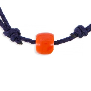 Bracelet cordon bleu et tonneau brute de corail BRCORH0027A