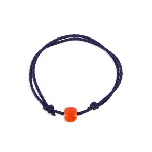 Bracelet cordon bleu et tonneau brute de corail BRCORH0027A