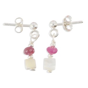 Boucles d'oreilles nacre blanche et pierre BONACENF002A