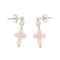 Boucles d'oreilles en nacre rose BONACENF004A