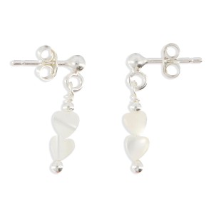 Boucles d'oreilles et cœurs en nacre BONACENF0010A