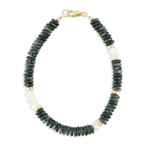 Bracelet en rondelle de jaspe et nacre blanche BRNACH0017V