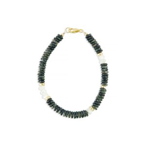 Bracelet en rondelle de jaspe et nacre blanche BRNACH0017V