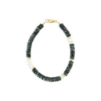 Bracelet en rondelle de jaspe et nacre blanche BRNACH0017V