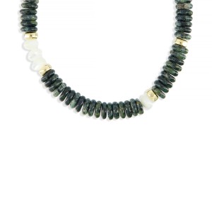 Bracelet en rondelle de jaspe et nacre blanche BRNACH0017V