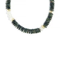 Bracelet en rondelle de jaspe et nacre blanche BRNACH0017V