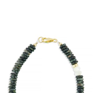 Bracelet en rondelle de jaspe et nacre blanche BRNACH0017V