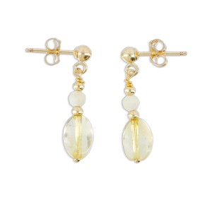 Boucles d'oreilles en nacre blanche et citrine BONACENF0013V