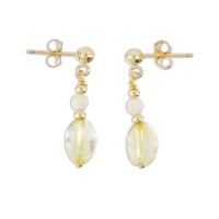 Boucles d'oreilles en nacre blanche et citrine BONACENF0013V