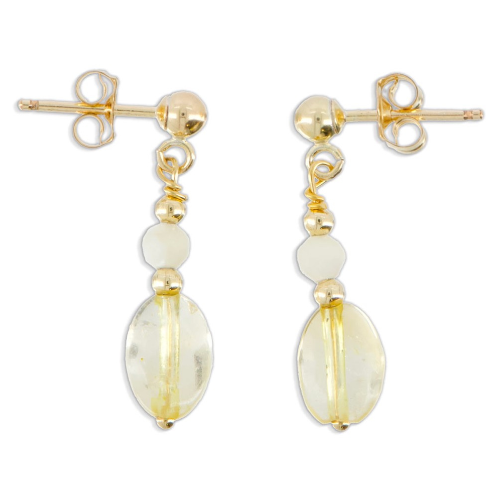 Boucles d'oreilles en nacre blanche et citrine BONACENF0013V