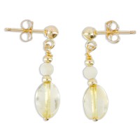 Boucles d'oreilles en nacre blanche et citrine BONACENF0013V
