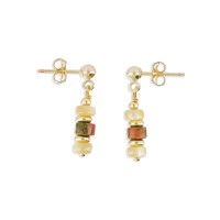 Boucles d'oreilles en rondelles de nacre et de Rhyolite BONACENF0014V
