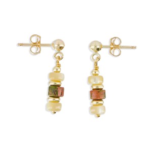 Boucles d'oreilles en rondelles de nacre et de Rhyolite BONACENF0014V