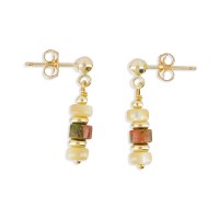 Boucles d'oreilles en rondelles de nacre et de Rhyolite BONACENF0014V