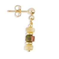 Boucles d'oreilles en rondelles de nacre et de Rhyolite BONACENF0014V
