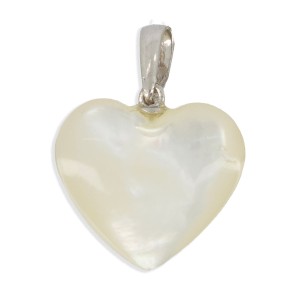 Pendentif coeur en nacre blanc moyen PDNACF002A