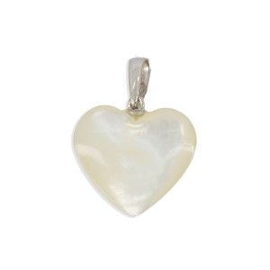 Pendentif coeur en nacre blanc moyen PDNACF002A