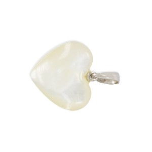 Pendentif coeur en nacre blanc moyen PDNACF002A
