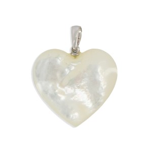 Pendentif coeur en nacre blanche grand PDNACF003A