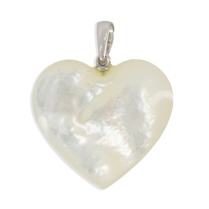 Pendentif coeur en nacre blanche grand PDNACF003A