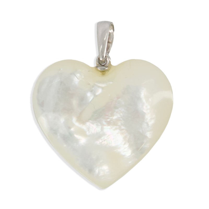 Pendentif coeur en nacre blanche grand PDNACF003A