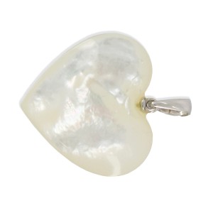 Pendentif coeur en nacre blanche grand PDNACF003A