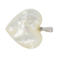 Pendentif coeur en nacre blanche grand PDNACF003A