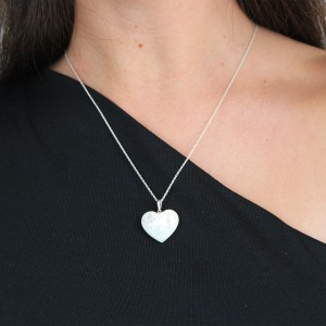 Pendentif coeur en nacre blanche grand PDNACF003A