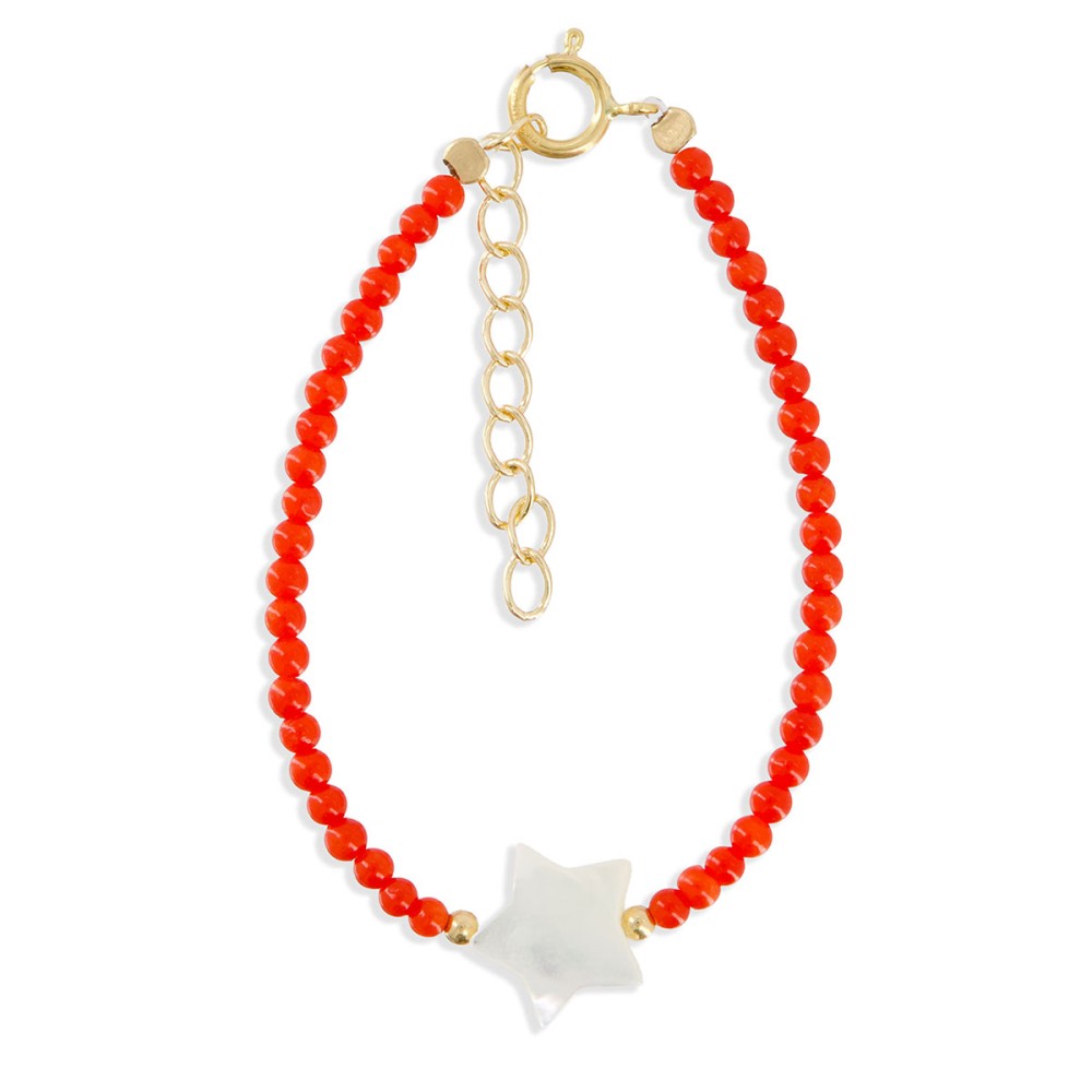 Bracelet corail et étoile de nacre BRCORENF0011V